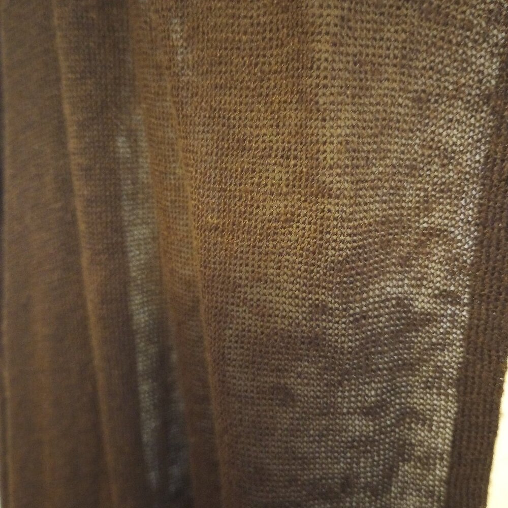 Jones New York Brown Semi-Sheer Linen Blend Open Front Duster Cardigan sz S - Picture 4 of 10